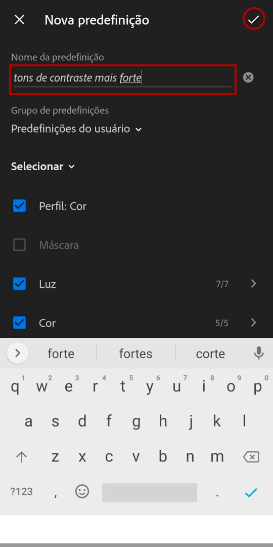 coloque o nome no preset