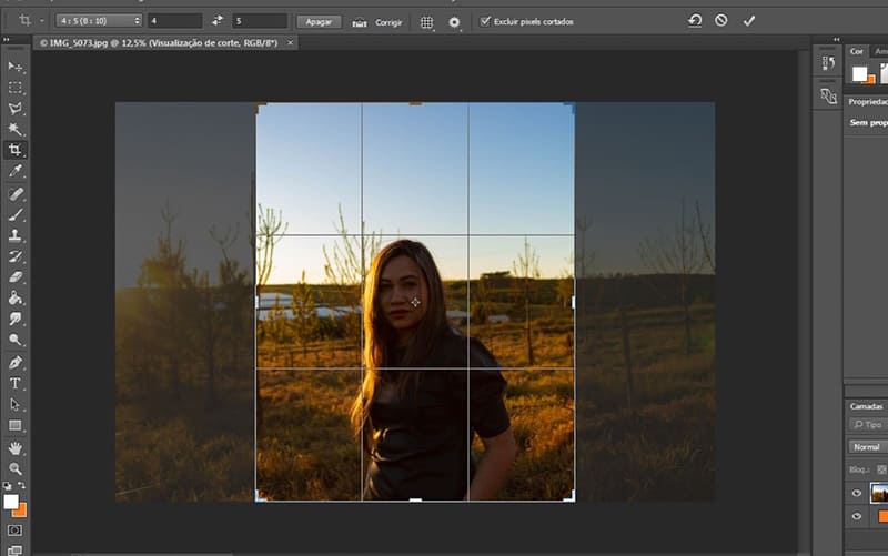cortando a foto para feed do instagram formato retrato utilizando 4/5 no photoshop