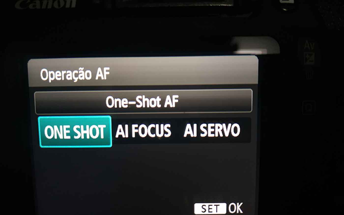 seleção de tipo de foco ONE SHOT na Canon e AF-S na Nikon